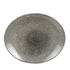 Plate 27 x 22.9cm, oval RAKU QUARTZ BLACK