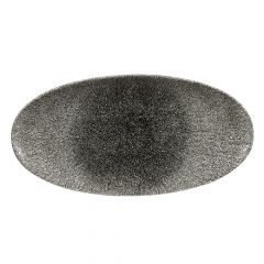 Plate 34.7 x 17.3cm oval RAKU QUARTZ BLACK