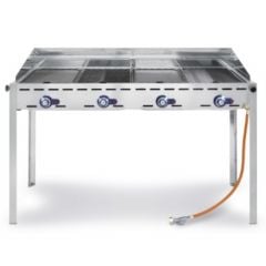 Gaasigrill Green Fire Profi Line - 4 põletit, ratastega alusel, Helehall, 22kW, 1400x612x(H)825mm HENDI