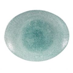 Oval Coupe Plate 27x22.9cm RAKU green