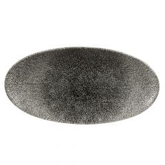 Oval plate 27x22.9cm RAKU black