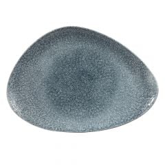 Triangle Chefs Plate 30.5x20.5cm RAKU blue