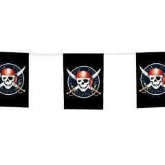 Paper Flag Banner "Pirates", L 400 cm, black/red.