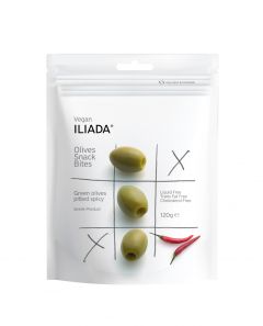 Kivideta rohelised oliivid, vürtsikad, gluteenivaba, 120g ILIADA  [8]  SNACK BITES