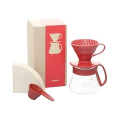 Hario V60-01 keraamiline filtrikomplekt, punane