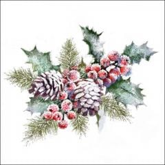 Salvrätikud 33cm 3-kihline "Holly And Berries" 20tk FSC mix