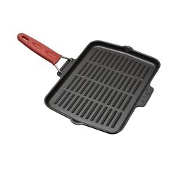 Malmist grillpann LAVA GRIDDLE 21x30cm induktsioon, kokkupandava käepidemega punane