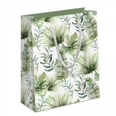 Kinkekott 22.5x17x9cm JUNGLE LEAVES WHITE