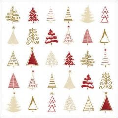 Salvrätikud 33cm 3-k. 20tk CHRISTMAS TREE DOODLES RED